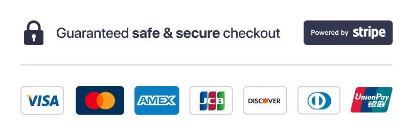 stripe secured badge denoting the safety of online payments on this website